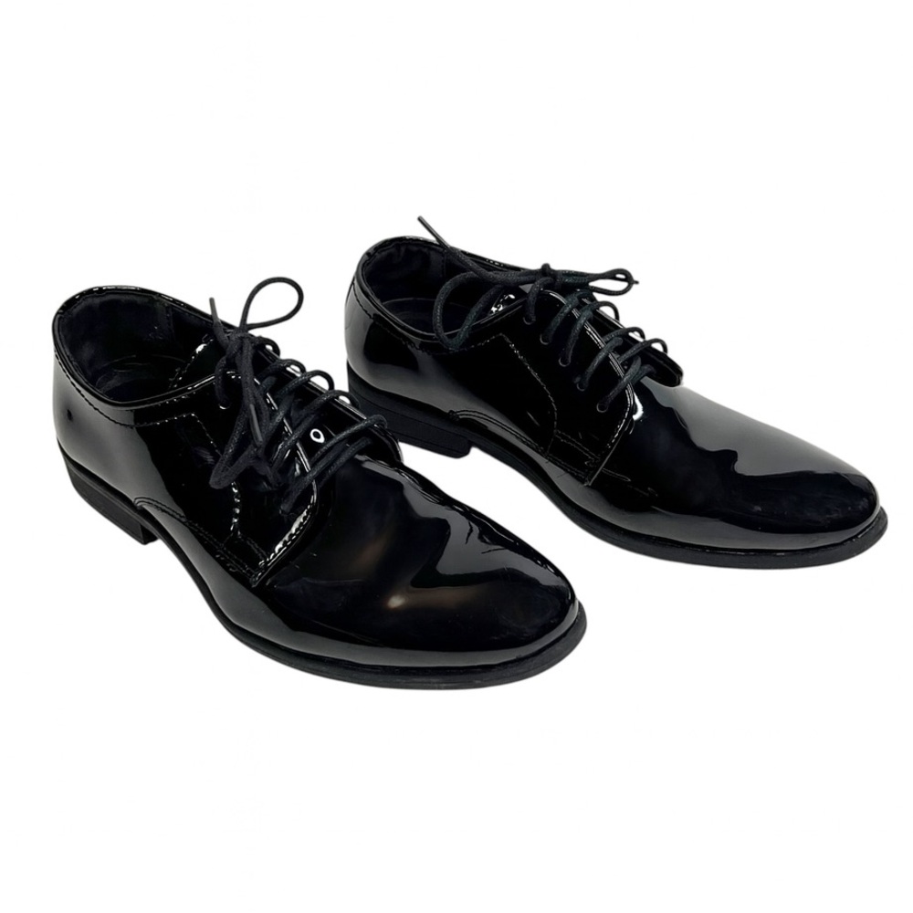 Vangelo Black Faux Patent Leather TAB-1 Men’s Oxford Dress Shoes